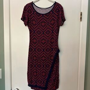 Loveappella Red/Orange and Navy Blue Dress